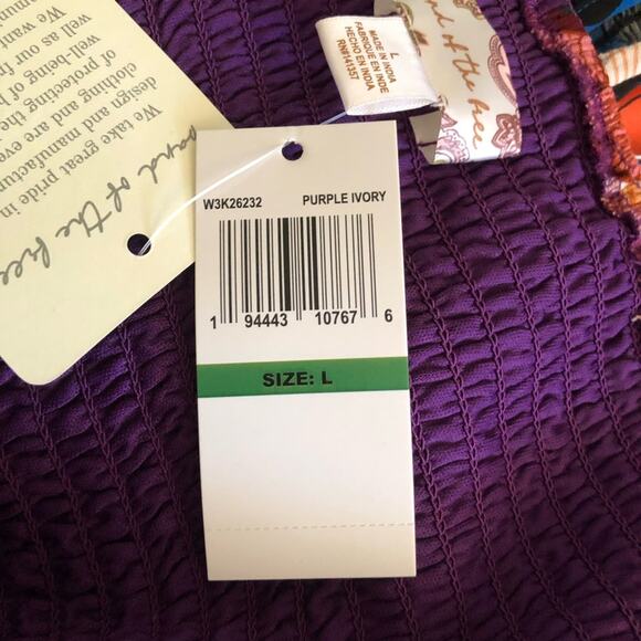 Band of the Free NWT Floriane Purple Floral Print Balloon Sleeve Crop Top Large - Picture 12 of 16